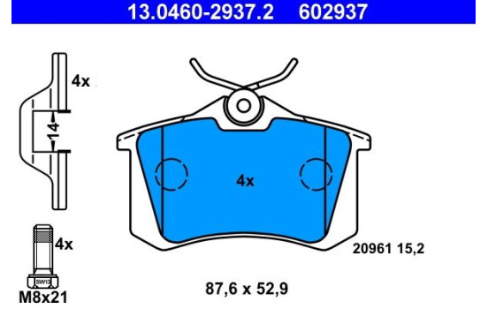 Brake Pad Set, disc brake 13.0460-2937.2 ATE, Image 2