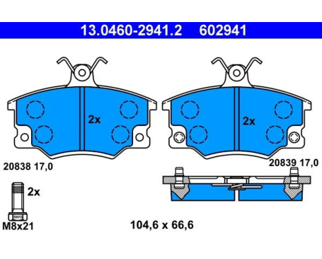 Brake Pad Set, disc brake 13.0460-2941.2 ATE