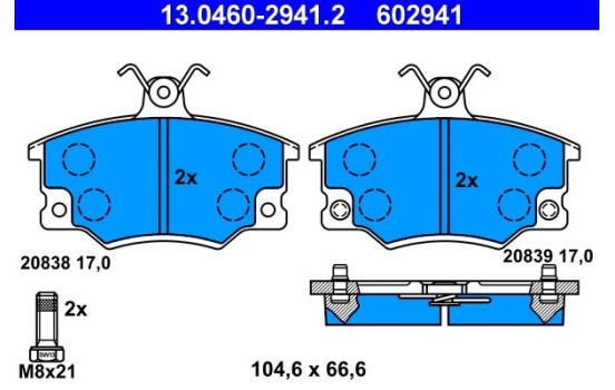 Brake Pad Set, disc brake 13.0460-2941.2 ATE