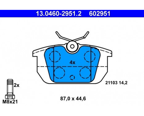 Brake Pad Set, disc brake 13.0460-2951.2 ATE