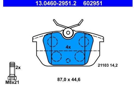 Brake Pad Set, disc brake 13.0460-2951.2 ATE