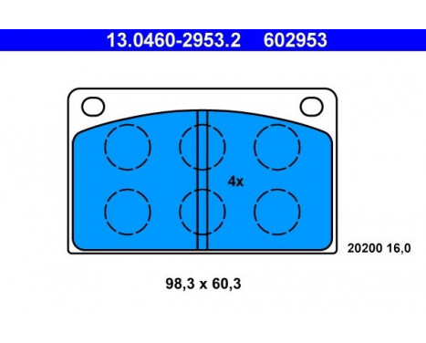 Brake Pad Set, disc brake 13.0460-2953.2 ATE