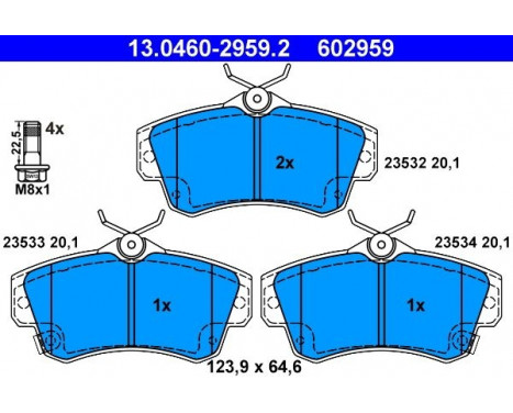 Brake Pad Set, disc brake 13.0460-2959.2 ATE, Image 2