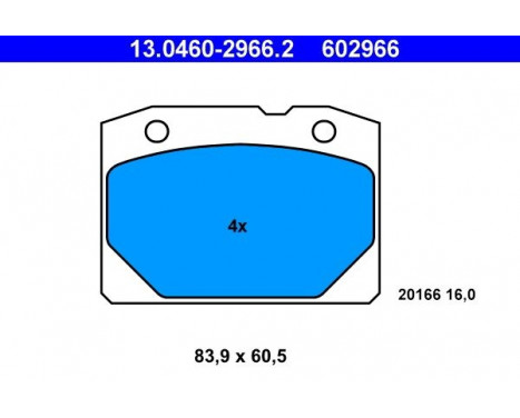 Brake Pad Set, disc brake 13.0460-2966.2 ATE, Image 2