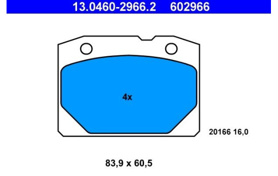 Brake Pad Set, disc brake 13.0460-2966.2 ATE, Image 2