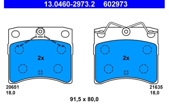 Brake Pad Set, disc brake 13.0460-2973.2 ATE, Image 2