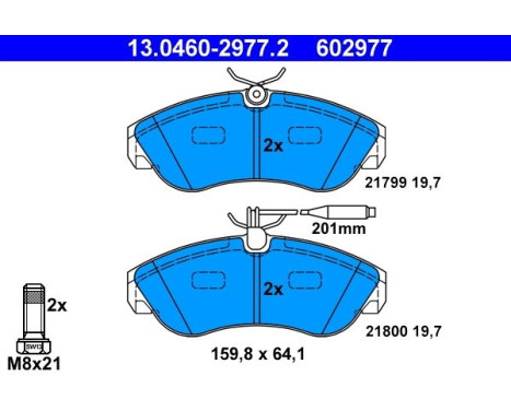 Brake Pad Set, disc brake 13.0460-2977.2 ATE