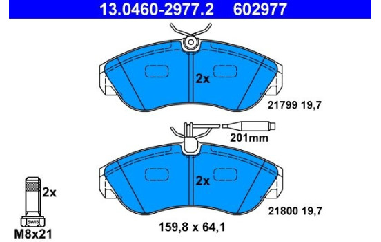 Brake Pad Set, disc brake 13.0460-2977.2 ATE