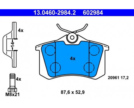 Brake Pad Set, disc brake 13.0460-2984.2 ATE, Image 2