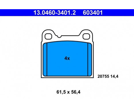 Brake Pad Set, disc brake 13.0460-3401.2 ATE, Image 2