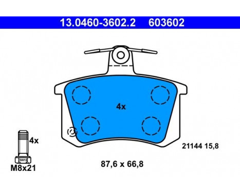 Brake Pad Set, disc brake 13.0460-3602.2 ATE, Image 2