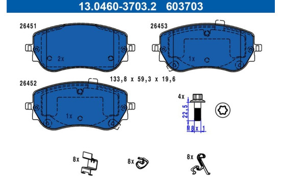 Brake pad set, disc brake 13.0460-3703.2 ATE