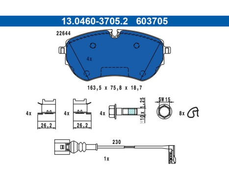 Brake pad set, disc brake 13.0460-3705.2 ATE