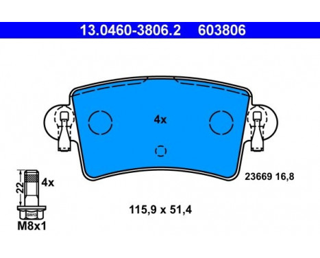 Brake Pad Set, disc brake 13.0460-3806.2 ATE