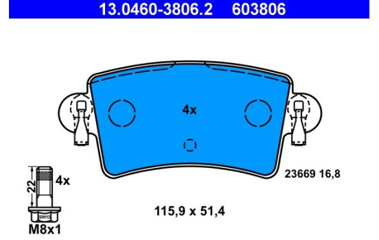 Brake Pad Set, disc brake 13.0460-3806.2 ATE