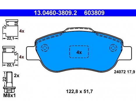 Brake Pad Set, disc brake 13.0460-3809.2 ATE