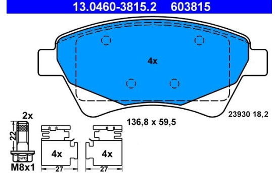 Brake Pad Set, disc brake 13.0460-3815.2 ATE, Image 2