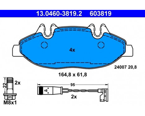 Brake Pad Set, disc brake 13.0460-3819.2 ATE, Image 2