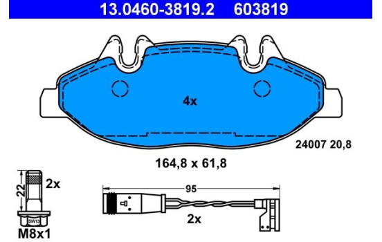 Brake Pad Set, disc brake 13.0460-3819.2 ATE, Image 2