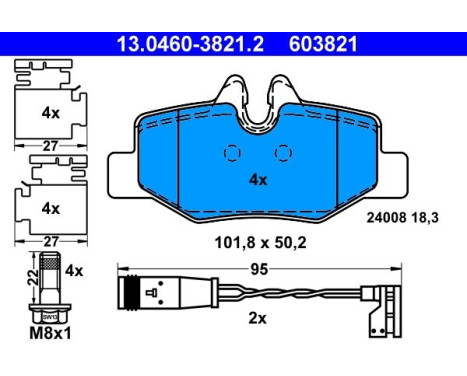 Brake Pad Set, disc brake 13.0460-3821.2 ATE, Image 2