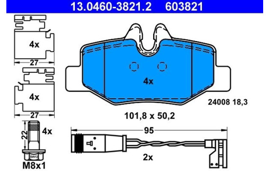 Brake Pad Set, disc brake 13.0460-3821.2 ATE, Image 2