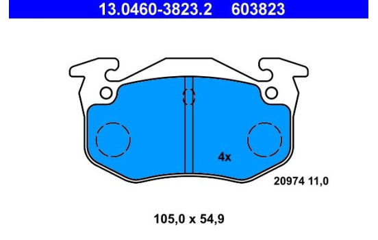 Brake Pad Set, disc brake 13.0460-3823.2 ATE, Image 2