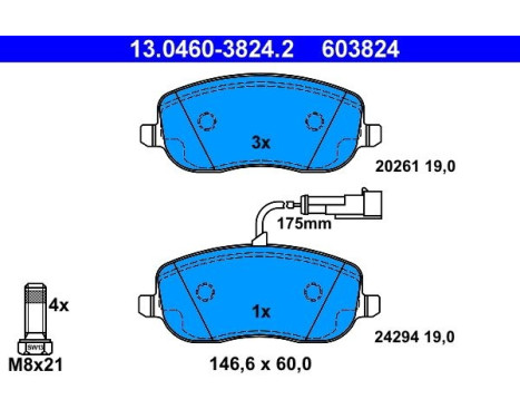 Brake Pad Set, disc brake 13.0460-3824.2 ATE, Image 2