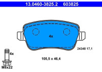 Brake Pad Set, disc brake 13.0460-3825.2 ATE