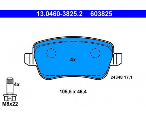 Brake Pad Set, disc brake 13.0460-3825.2 ATE