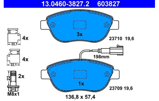 Brake Pad Set, disc brake 13.0460-3827.2 ATE, Image 2