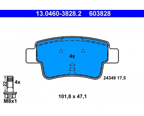 Brake Pad Set, disc brake 13.0460-3828.2 ATE