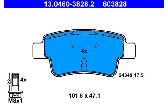 Brake Pad Set, disc brake 13.0460-3828.2 ATE