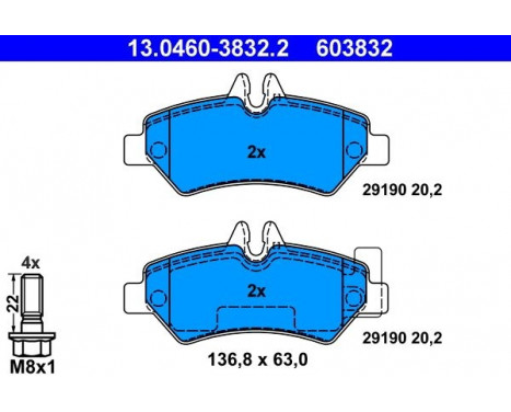 Brake Pad Set, disc brake 13.0460-3832.2 ATE, Image 2
