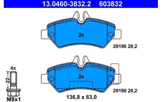 Brake Pad Set, disc brake 13.0460-3832.2 ATE, Image 2