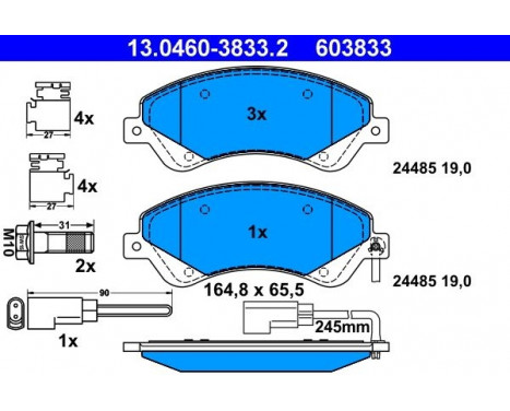 Brake Pad Set, disc brake 13.0460-3833.2 ATE, Image 2