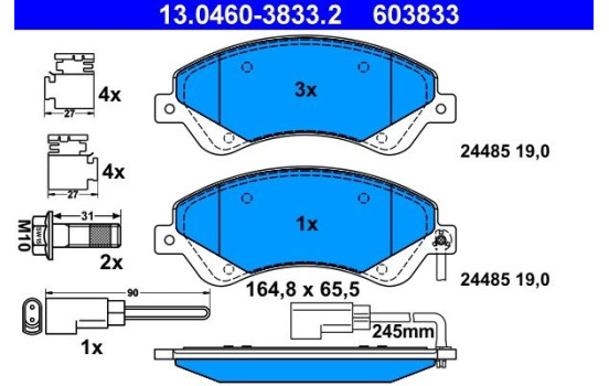 Brake Pad Set, disc brake 13.0460-3833.2 ATE, Image 2