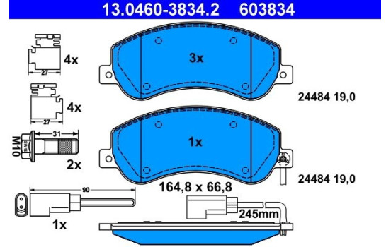 Brake Pad Set, disc brake 13.0460-3834.2 ATE, Image 2
