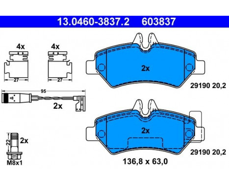 Brake Pad Set, disc brake 13.0460-3837.2 ATE, Image 2