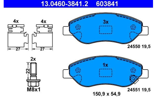 Brake Pad Set, disc brake 13.0460-3841.2 ATE