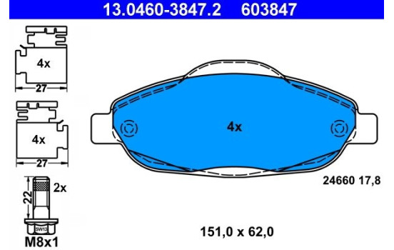 Brake Pad Set, disc brake 13.0460-3847.2 ATE, Image 2