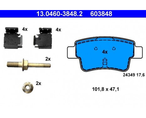 Brake Pad Set, disc brake 13.0460-3848.2 ATE