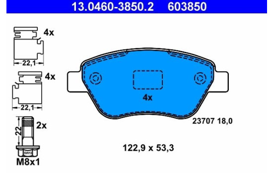 Brake Pad Set, disc brake 13.0460-3850.2 ATE