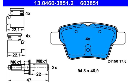Brake Pad Set, disc brake 13.0460-3851.2 ATE, Image 2