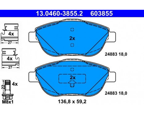 Brake Pad Set, disc brake 13.0460-3855.2 ATE, Image 2