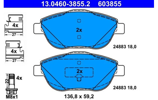 Brake Pad Set, disc brake 13.0460-3855.2 ATE, Image 2
