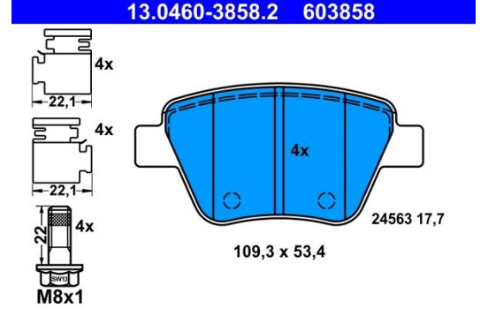 Brake Pad Set, disc brake 13.0460-3858.2 ATE, Image 2