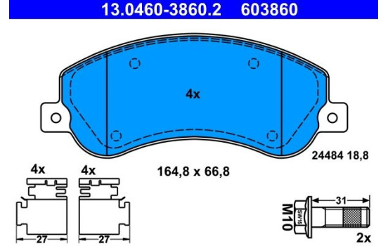 Brake Pad Set, disc brake 13.0460-3860.2 ATE, Image 2