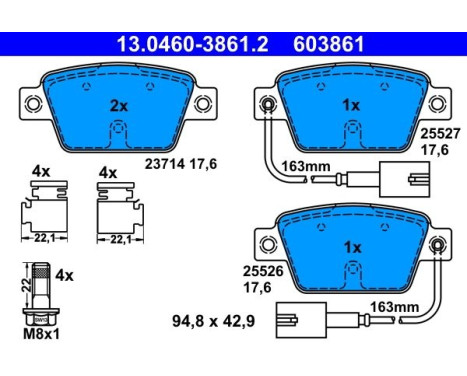 Brake Pad Set, disc brake 13.0460-3861.2 ATE