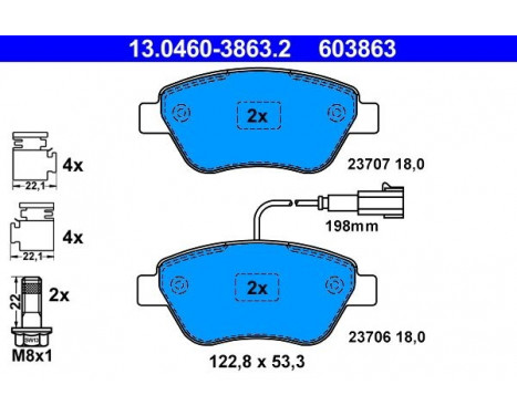 Brake Pad Set, disc brake 13.0460-3863.2 ATE, Image 2