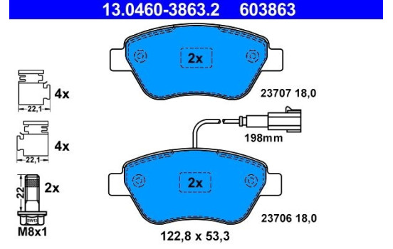 Brake Pad Set, disc brake 13.0460-3863.2 ATE, Image 2
